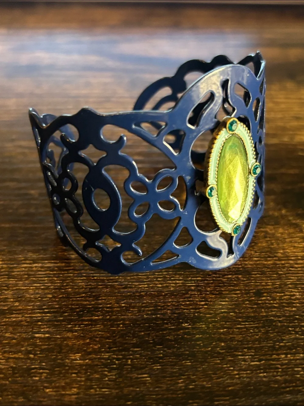 Intricate‎ Navy Blue and Green Cuff Bracelet